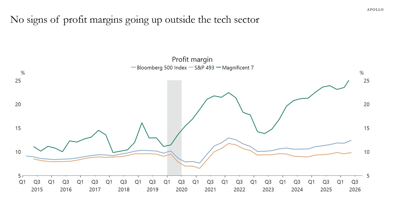 No signs of profit margins going up outside the tech sector