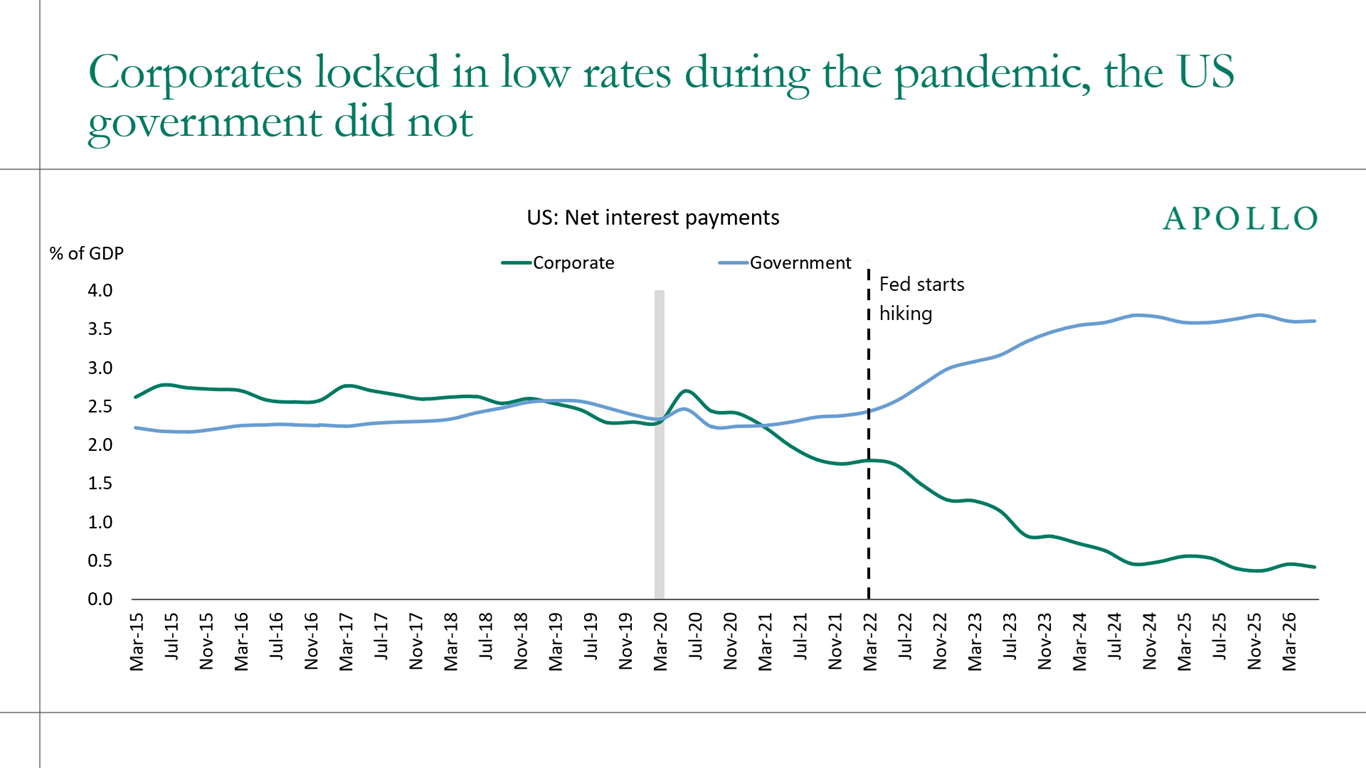 Corporates locked in low rates during the pandemic, the US government did not